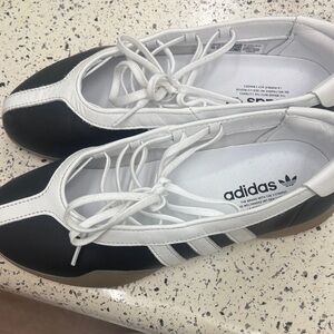 Adidas Women's Black and White Lace-Up Sneakers